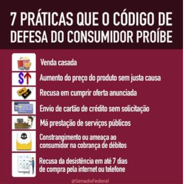 sete pratica que o codigo de defesa do consumidor proibe